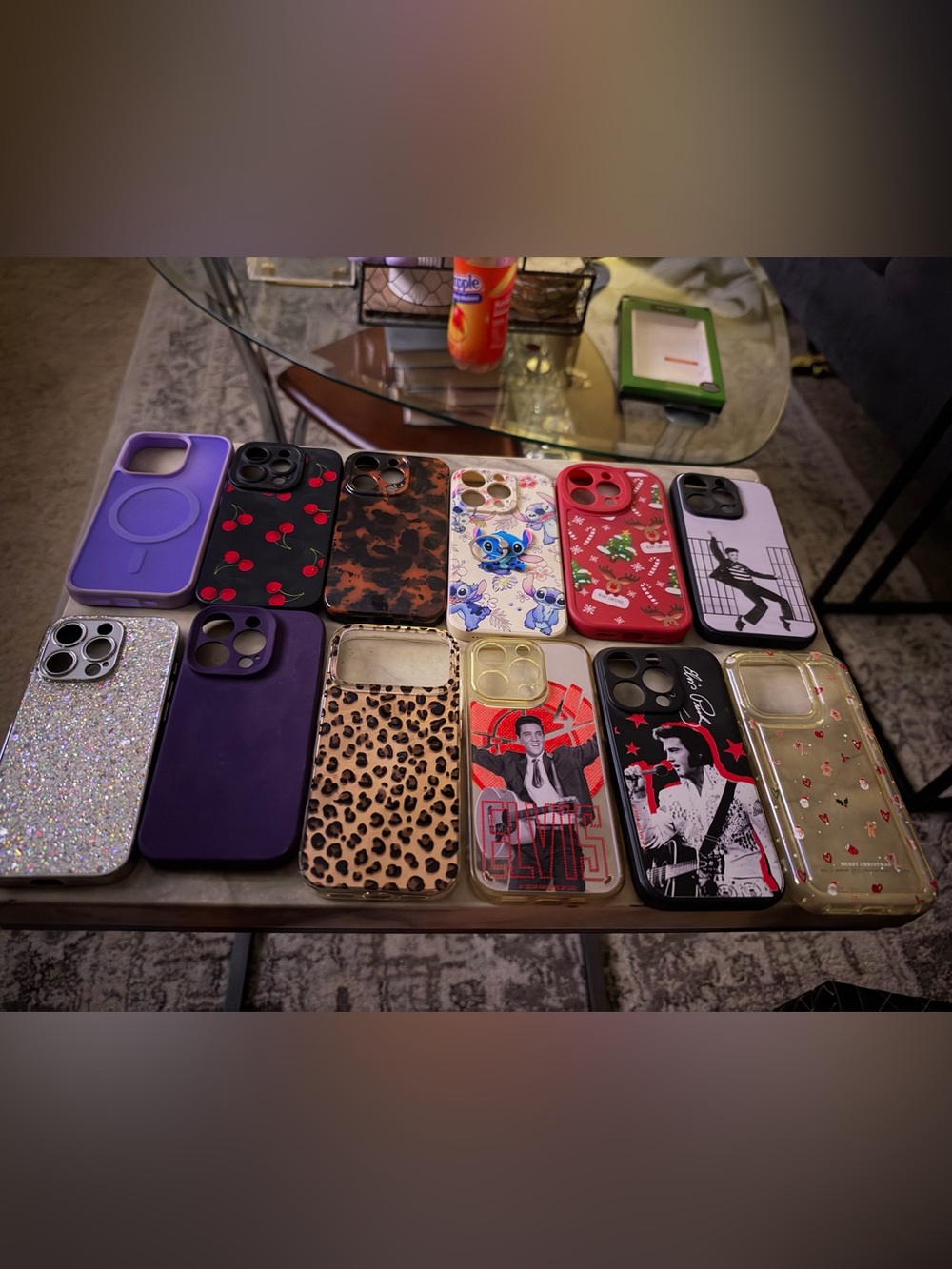 Assorted Decorative Phone Case - Purple, Black, Red, Leopard Print, and More